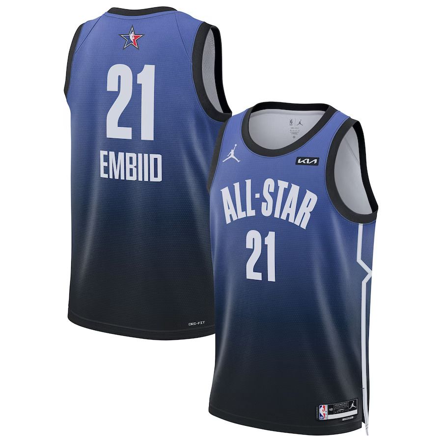 Men Philadelphia 76ers 21 Joel Embiid Jordan Brand Blue 2023 NBA All-Star Game Swingman NBA Jersey